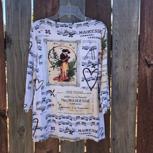 Norm Thompson Y2K top / tee, print all over boho - Picture 4 of 4